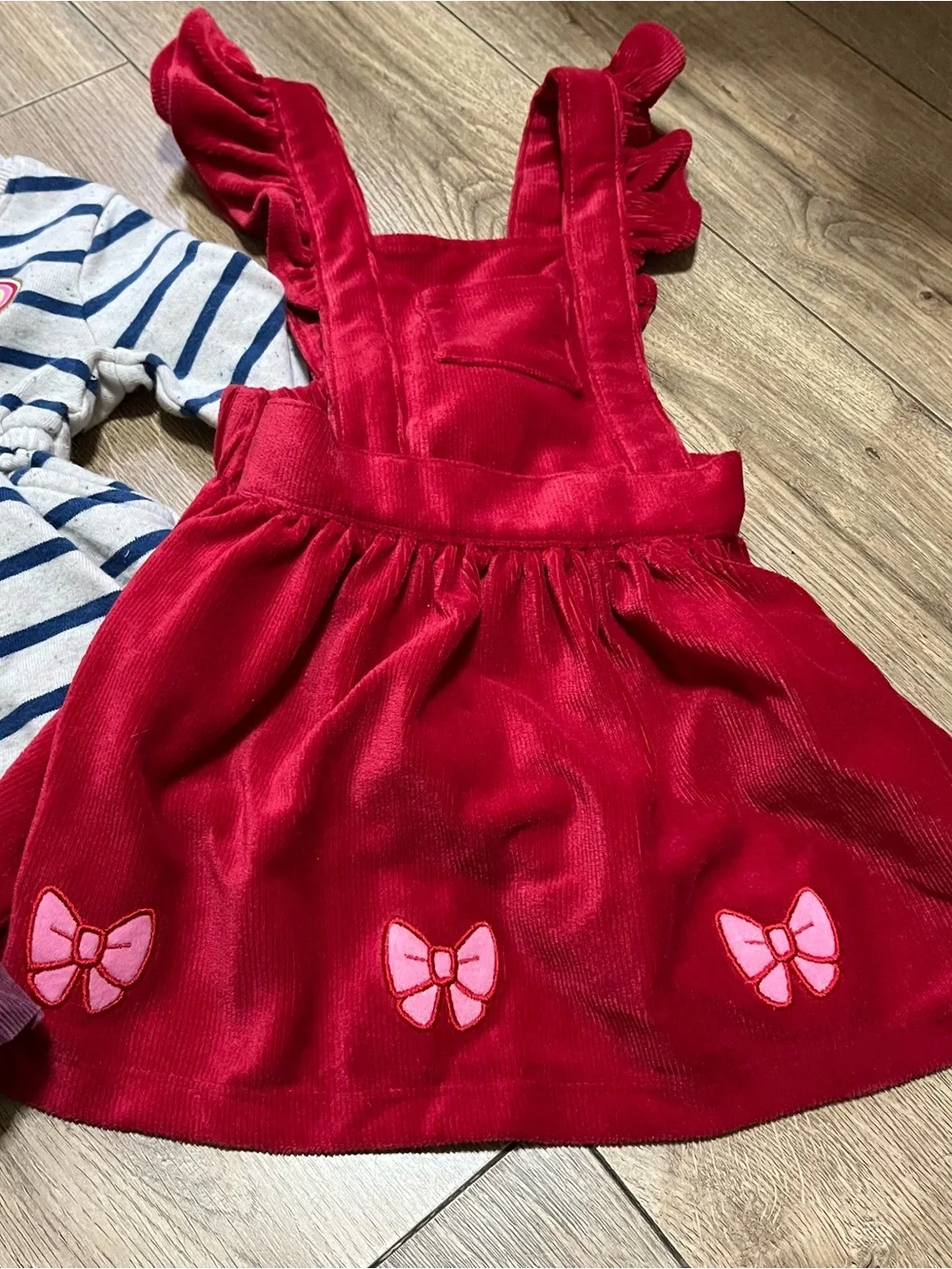 Old Navy Cream & Navy Striped Dress with Heart Patch
